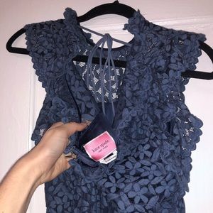 dusty blue lace Kate Spade cocktail dress